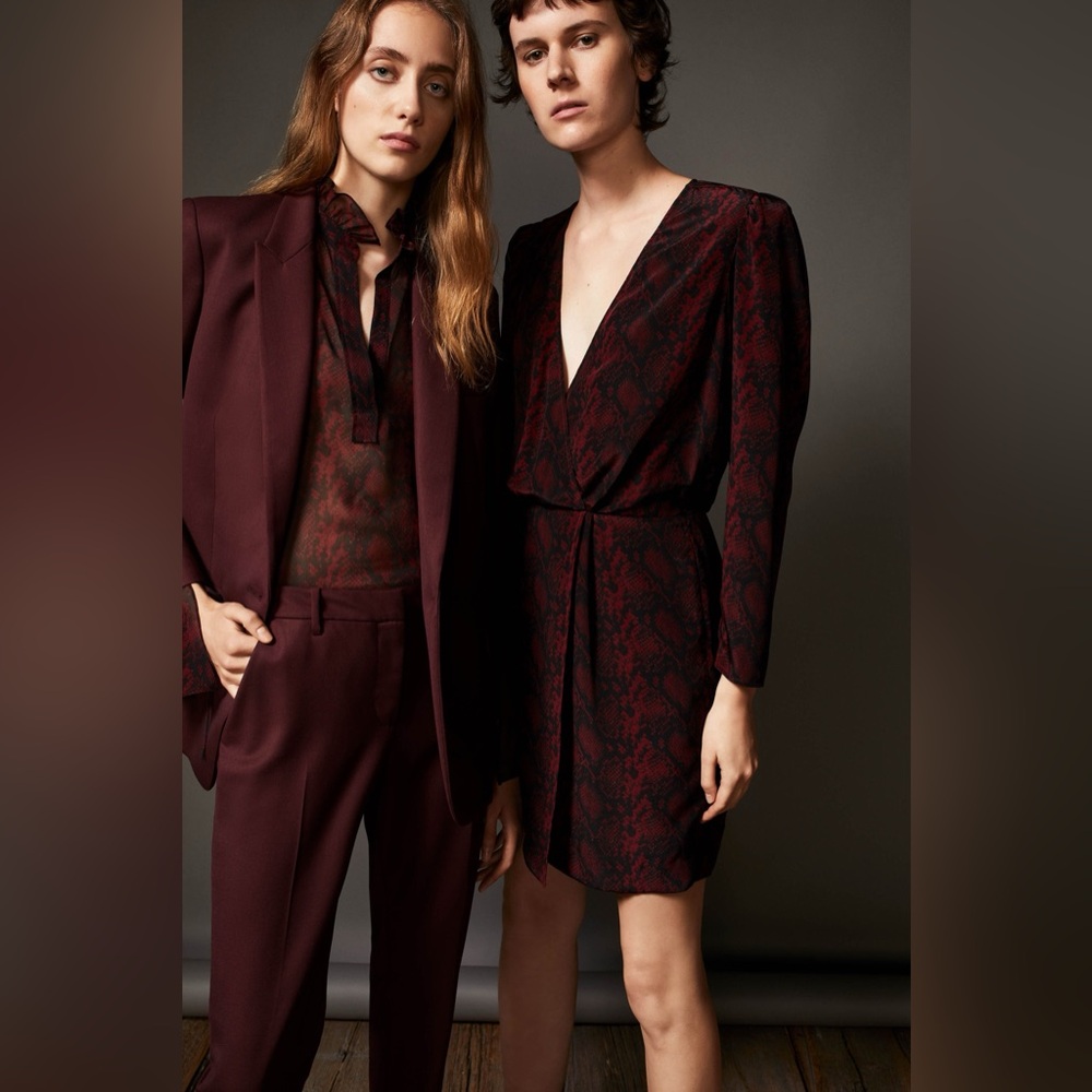 NWT $850 Nili Lotan Diane Stretch Wool Blazer In Burgundy